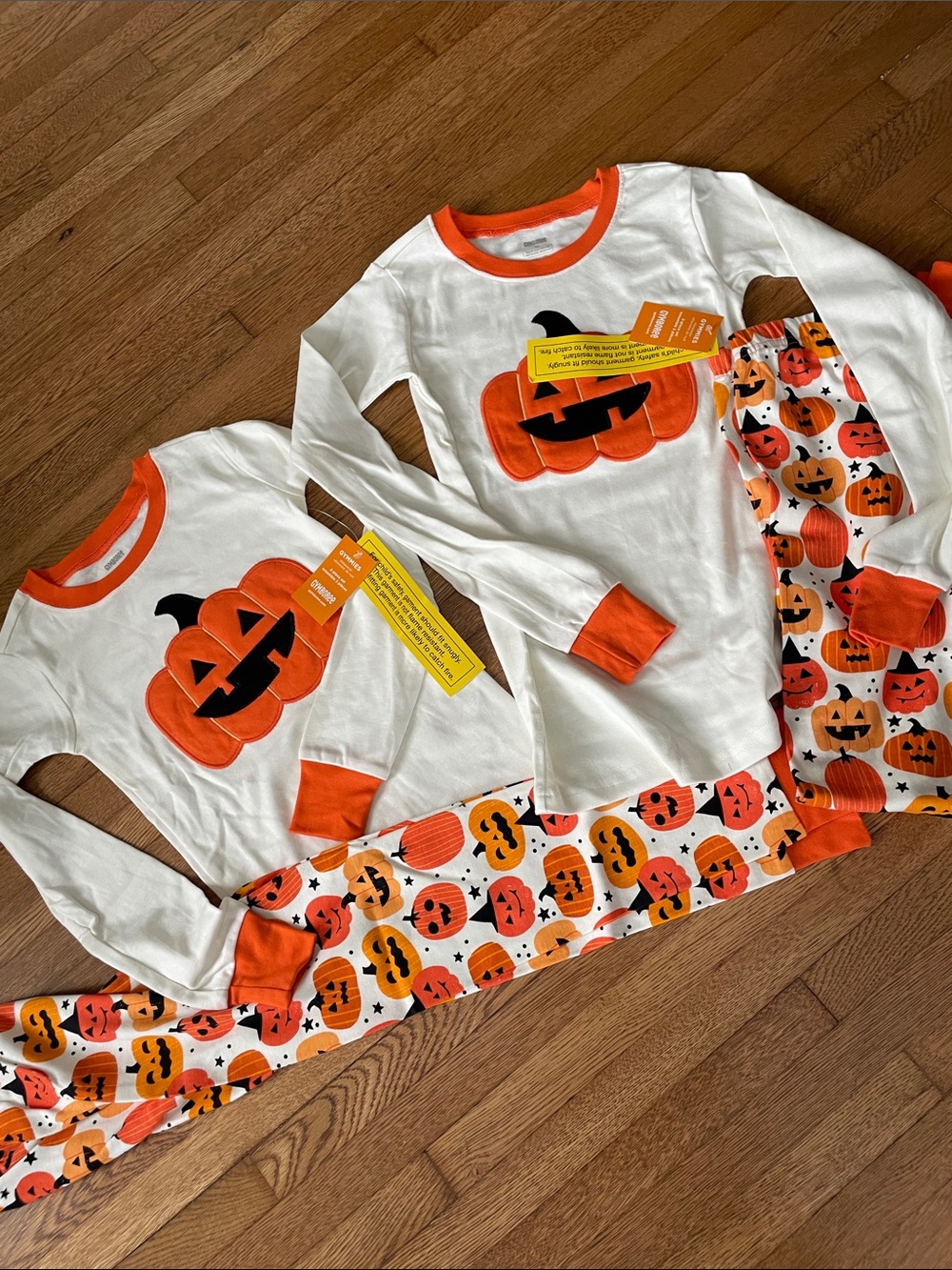 Size 10 NWT Gymboree Kids Halloween Pumpkin Pajama Set - Orange White boy girl